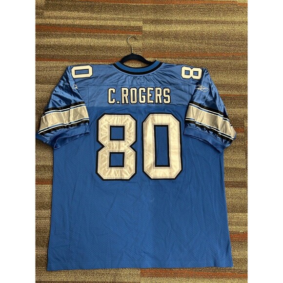 VTG Detroit Lions Charles Rogers #80 NFL Football Reebok Blue Jersey Size 56/3XL - Picture 2 of 5